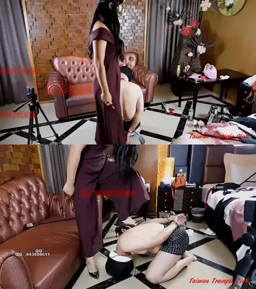 台湾踩踏俱乐部-墨女王狠抽狠踹奴