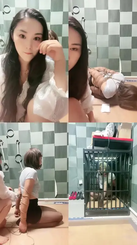 盈盈S-五花大绑囚禁变装奴囚禁狗笼