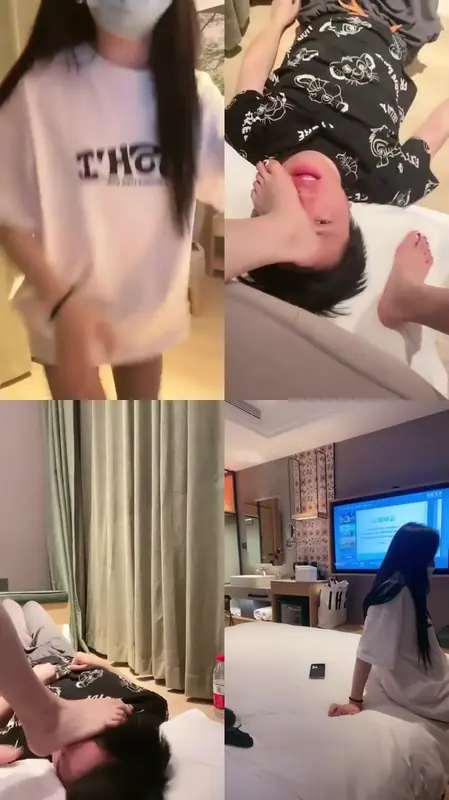 音洛-狂舔黑丝白袜裸足踩踏