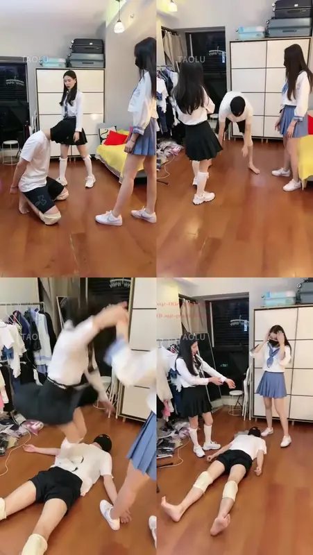 芷晴-双主踢裆踩踏，全体重踩头踩脸踩脖子