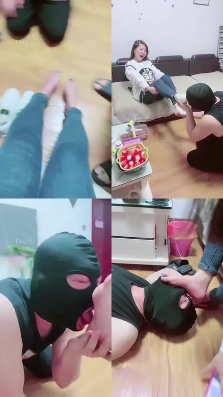 涵涵-给狗闻一个月的臭袜子，叼棉袜，逗狗，仰视深喉，狗嘴清死皮