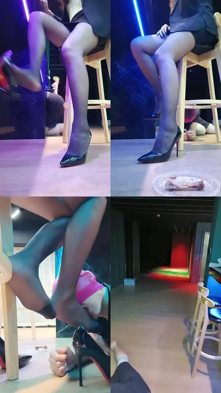 咩祖-圈养犬化桌底喂食