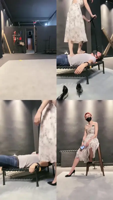 冰诺S-蹦床踩踏37分钟_高跟肉丝全体重跳踩人体蹦床