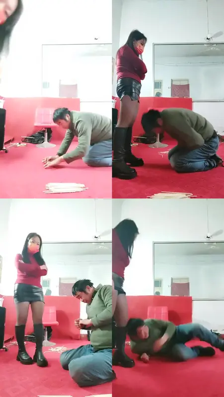 沐颜-手指夹住筷子长靴碾压踩手指之刑【疼痛M】