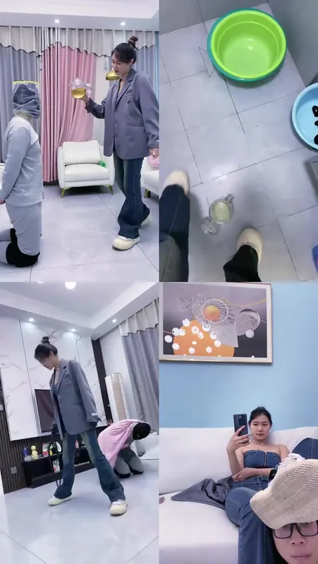 麋鹿银儿-塑料袋罩头强灌升水窒息暴力耳光鞭打跳踩虐乳