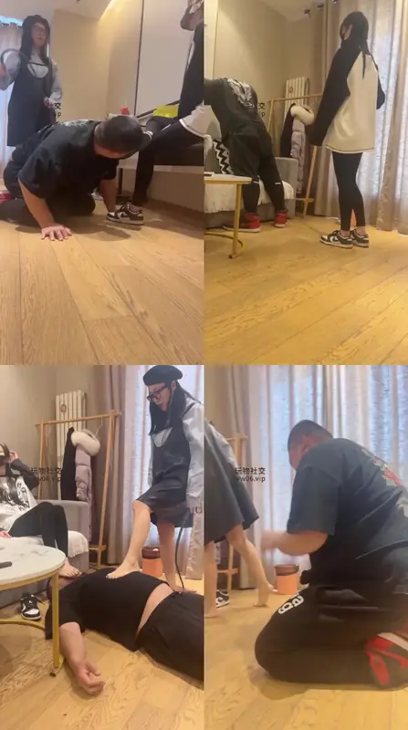 齐齐殿下-带素人姐妹来玩狗双S学生主踩踏重度鞭打臭脚丫捂脸窒息