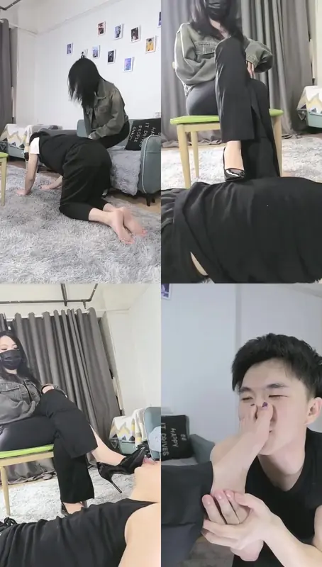 稚主KK-鞋跟插嘴驯化马奴清理脏鞋底