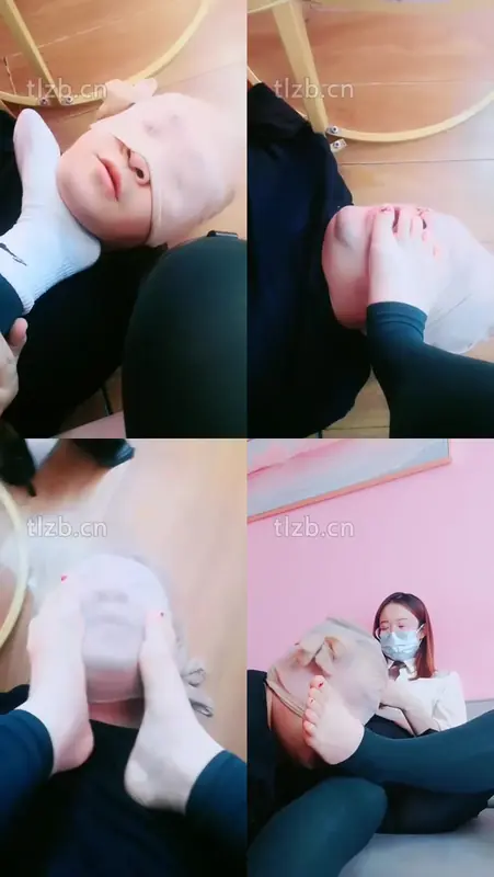 甜音S-喝漱口水棉袜脚裸足踩脸