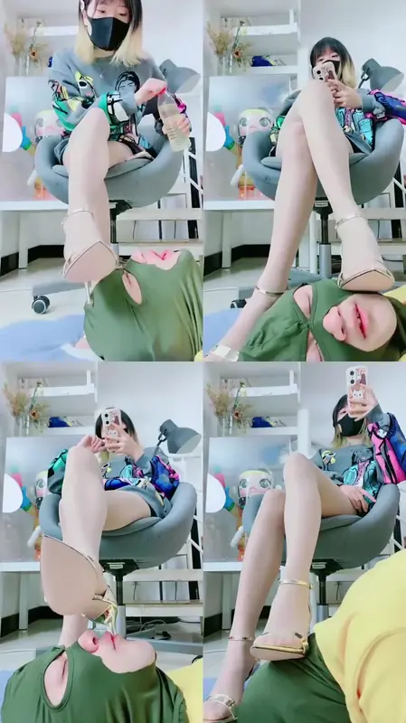 美离子-高跟肉丝踩脚垫喂圣水