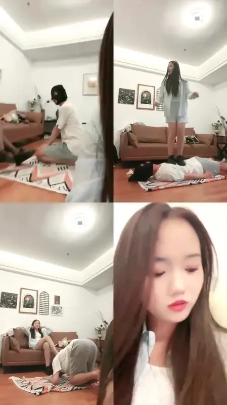 00后叶娘-双S清理脏鞋碾压狗爪人体蹦床45分钟双学生S清理脏鞋碾压