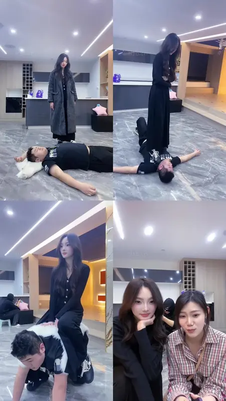 麋鹿银儿-新美女说之前听过双S素人模特踩踏揪耳朵踩脖手捂窒息踢踹骑马