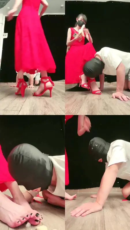 美娜格格-裸足喂食30分钟长裙御姐S转胯狗爬高跟踩踏喂食裸足喂食深厚插吐