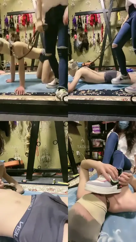 薇薇-运动女生蹂躏脚下奴板鞋踩踏骑马磕头，牛仔裤坐脸