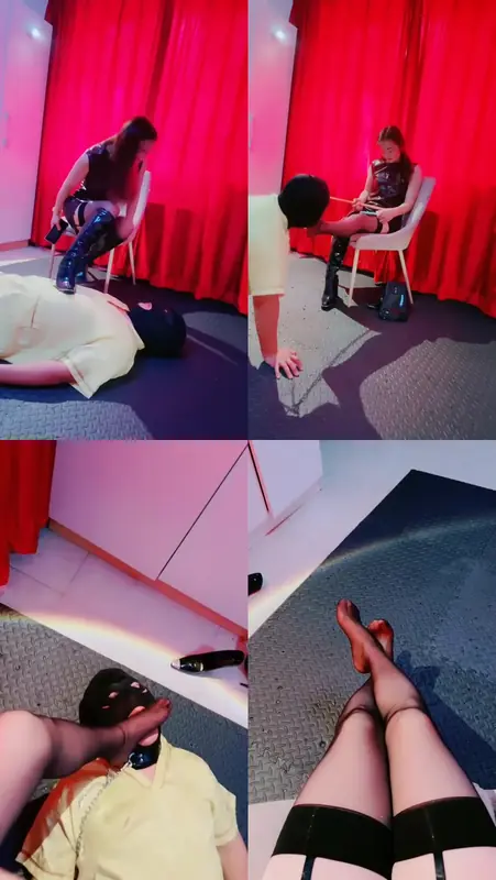 艾琳S-高跟长靴全体重踩跪舔黑丝鞭打