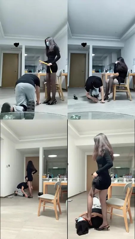 梵高M-御姐素人黑丝遛狗36分钟【御妍S】黑丝高跟踩戒尺虐打狗链遛狗转胯【