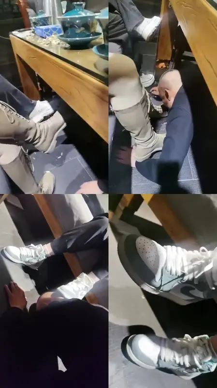 西北傻子-桌底视角_轮流舔脏鞋