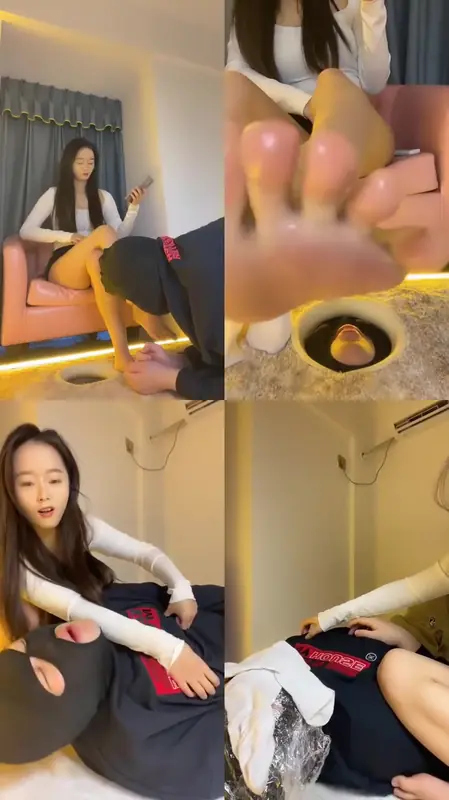 芊芊S-白袜脚裸足踩地毯狗插嘴袜塞嘴保鲜膜窒息