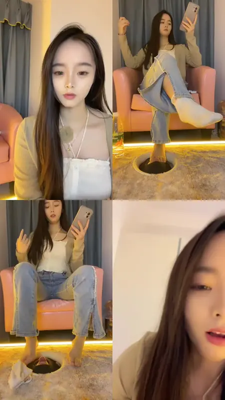 芊芊S-原味棉袜脚踩狗脸品尝裸足喂圣水