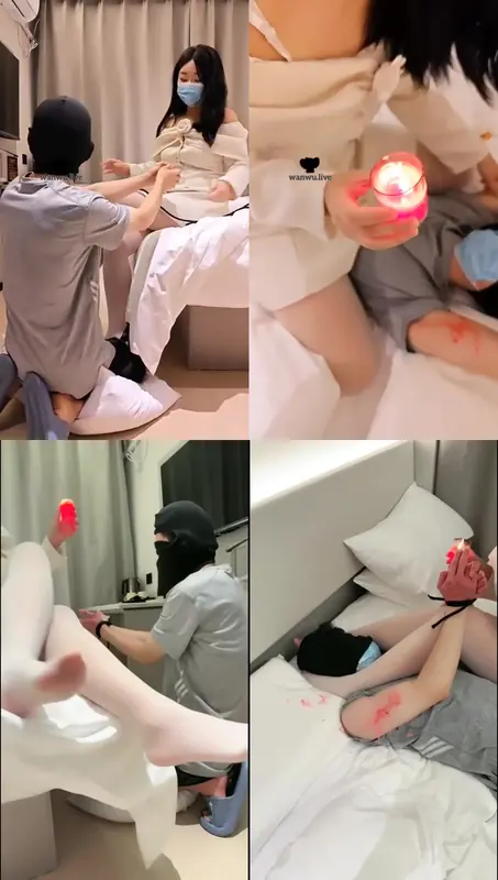 桃桃樱-捆绑双手白丝脚捂脸滴蜡踩踏【双视角合并版】