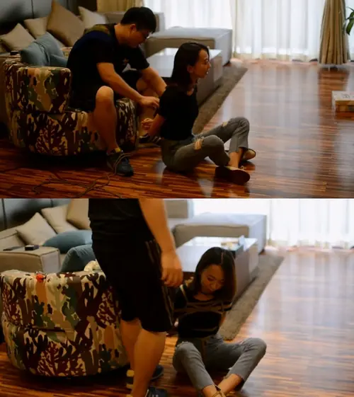 阿木原创-樱桃小嘴口水直流!~模特的第一次尝试~甜美女神的捆绑羞涩堵嘴