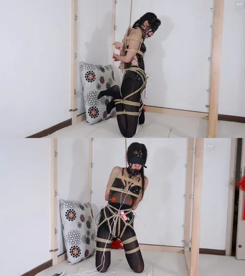 冷少与贝娘-油亮黑丝皮衣捆绑，马具口球电击