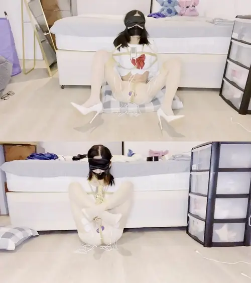 柯柯原创-柯柯蒙眼堵嘴强制开腿团缚、无情电击特辑