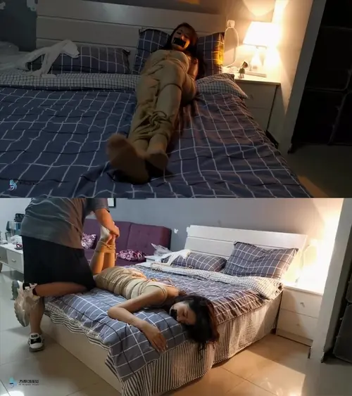 JS原创-艾可 全身紧缚后手观音驷马胶带封嘴肉丝性感连衣裙