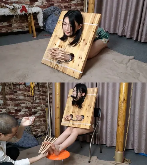 随心原创-苏樱 绿旗袍犯妇木伽 手指拶刑