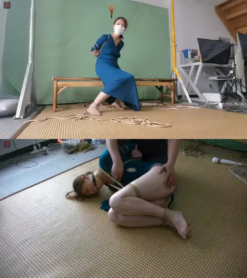 绳之韵-俏阿姨诗韵空心蓝色长裙（第三集）性感团缚、藤条、鞭拍