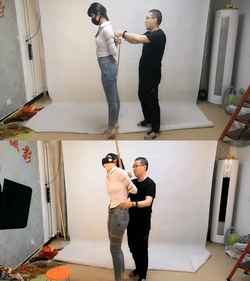 随心原创-杨蕊 白衬衣牛仔裤 超紧五花缚