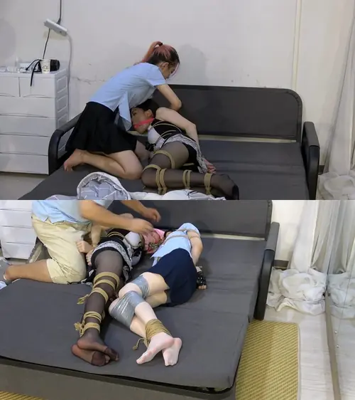 美束映画-珊珊与小狐狸的黑白丝双人连缚（上）