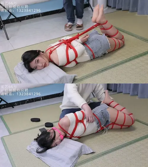 心悦艺束-3号姬肉丝红绳驷马+拇指铐脚趾铐锁定