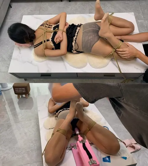 涵涵-茶几驷马捆绑，棒棒GC+PAO JI输出强制GC被塞满