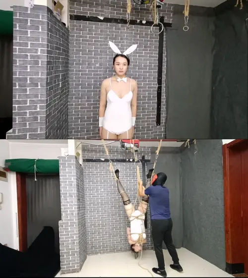 飞天原创-柔柔兔女郎首次体验悬空6种变换吊缚动作,唯独柔柔能完成这些高难度动作
